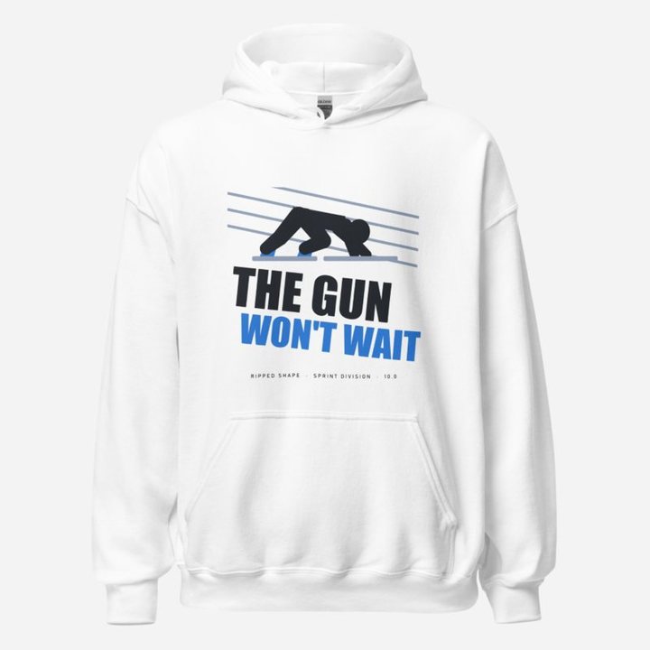 Ripped Shape The Gun Won't Wait Strength Division Hoodie in White