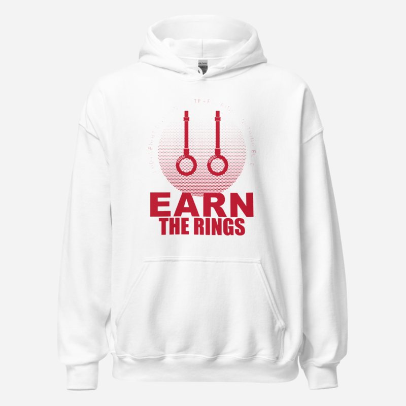 Ripped Shape Earn The Rings Strength Division Hoodie in White