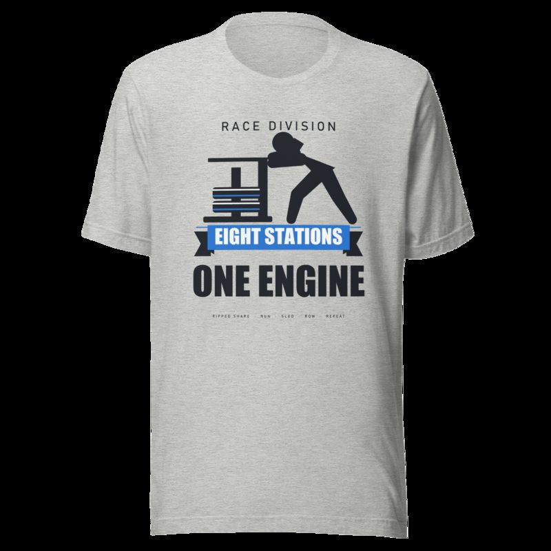 Ripped Shape Eight Stations One Engine Strength Division Tee Athletic Heather