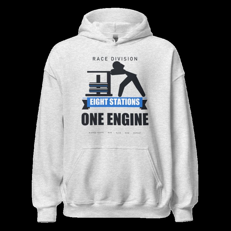 Ripped Shape Eight Stations One Engine Strength Division Hoodie Ash
