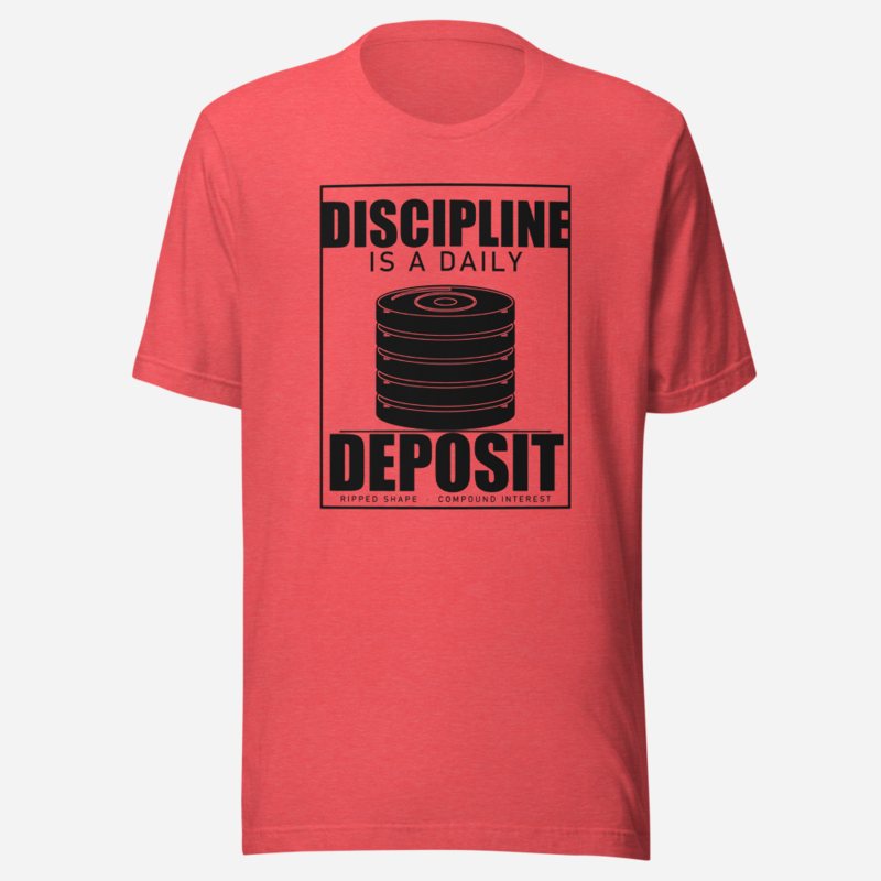 Ripped Shape Discipline Daily Deposit Strength Division Tee in Heather Red