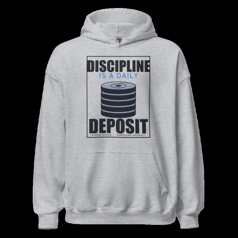 Ripped Shape Discipline Daily Deposit Strength Division Hoodie Sport Grey