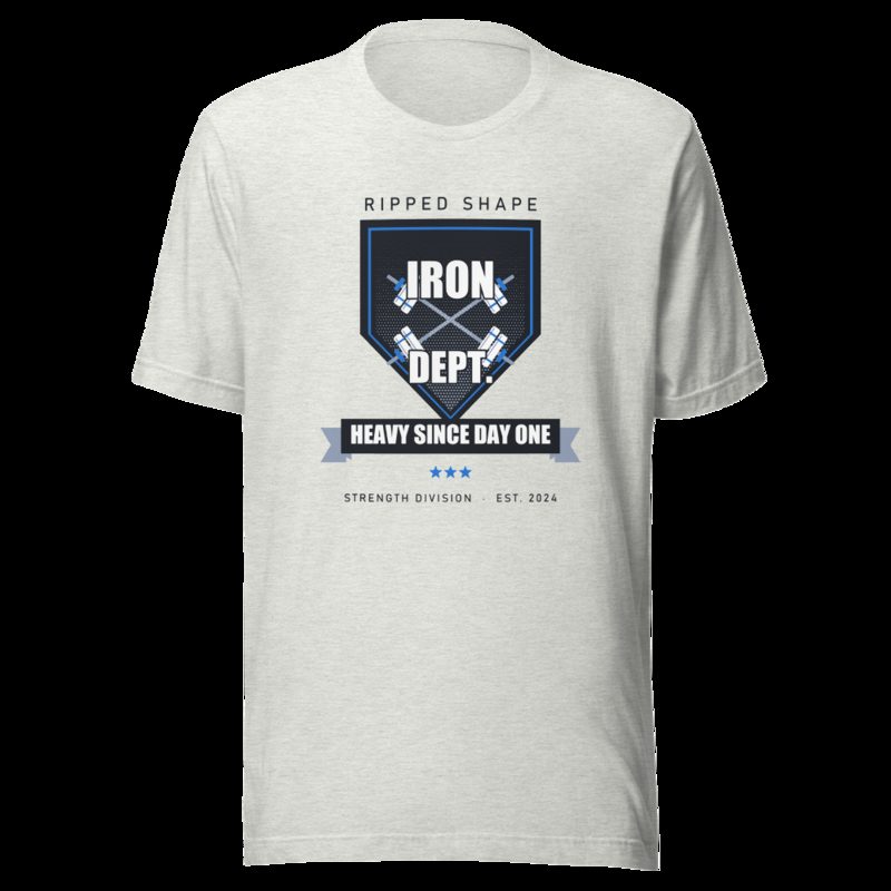 Ripped Shape Iron Dept. Crest Strength Division Tee Ash