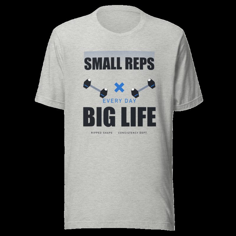 Ripped Shape Small Reps Big Life Strength Division Tee Athletic Heather