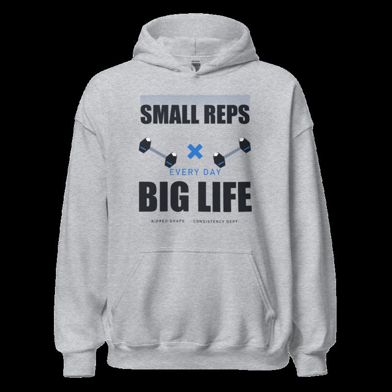 Ripped Shape Small Reps Big Life Strength Division Hoodie Sport Grey