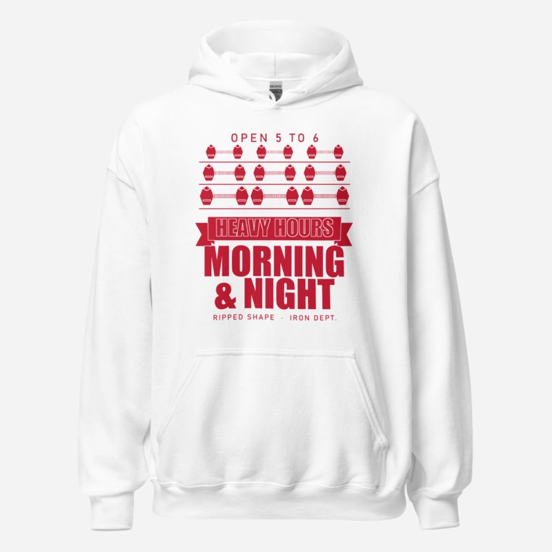Ripped Shape Heavy Hours Strength Division Hoodie in White