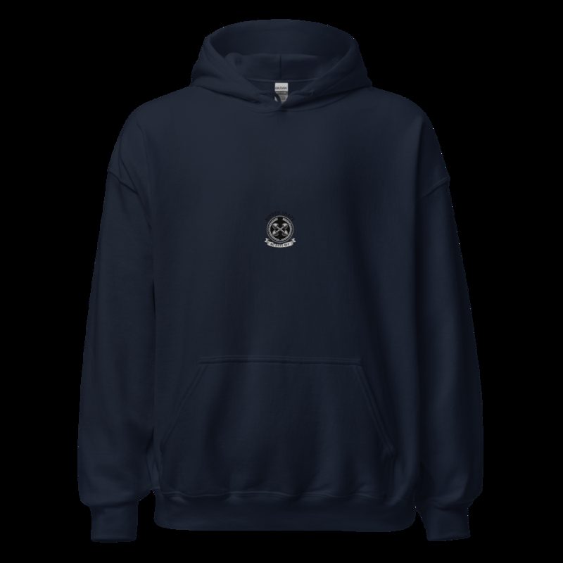 Ripped Shape Barbell Crest Hoodie Navy
