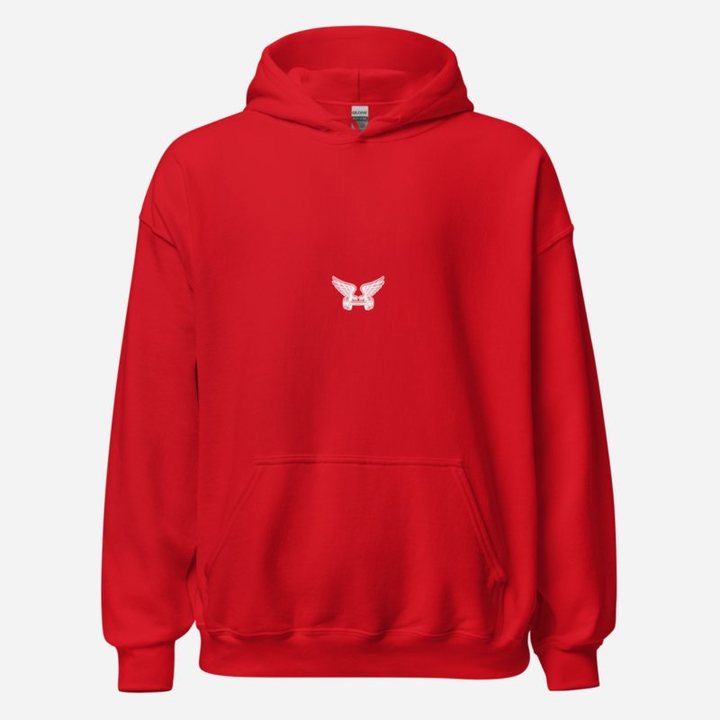 Ripped Shape Winged Dumbbell Icon Hoodie in Red
