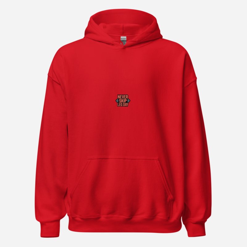Ripped Shape Never Skip Leg Day Hoodie Red