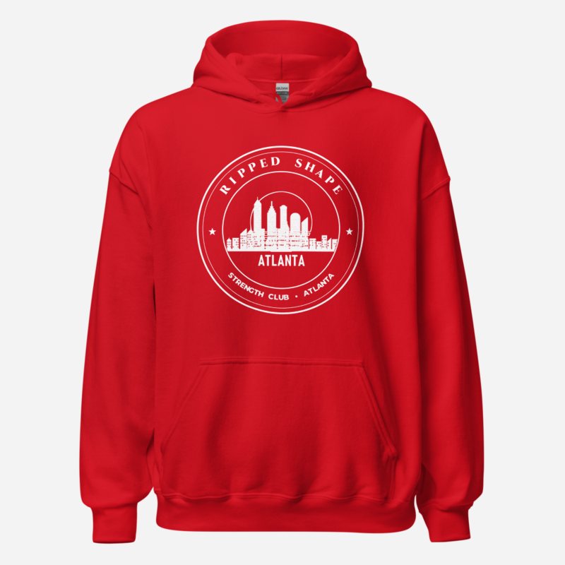 Ripped Shape Strength Club Crest Hoodie Red