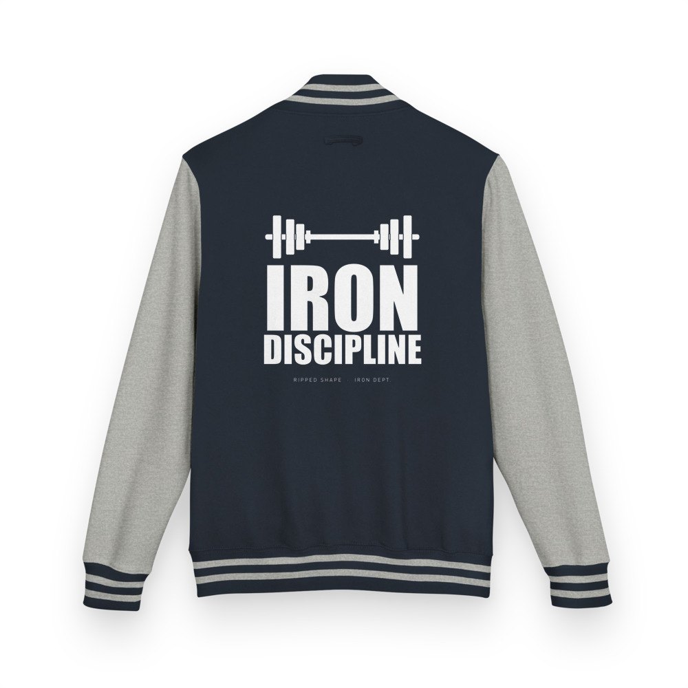 Ripped Shape Iron Discipline Varsity Jacket Oxford Navy/Heather Grey