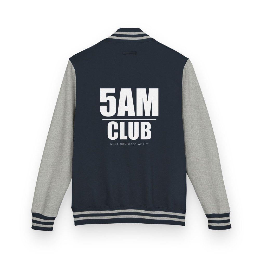 Ripped Shape 5AM Club Varsity Jacket in Oxford Navy/Heather Grey