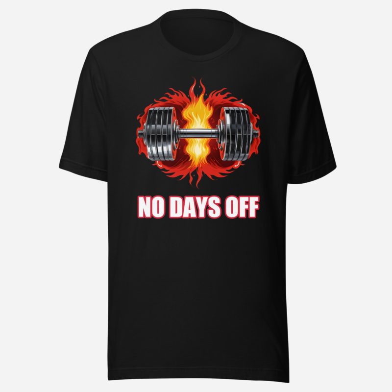 Ripped Shape No Days Off Dumbbell Fire Tee Black