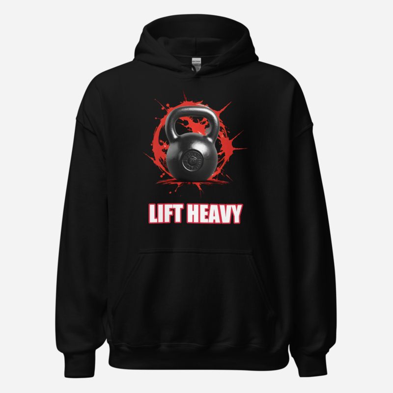 Ripped Shape Lift Heavy Kettlebell Hoodie in Black