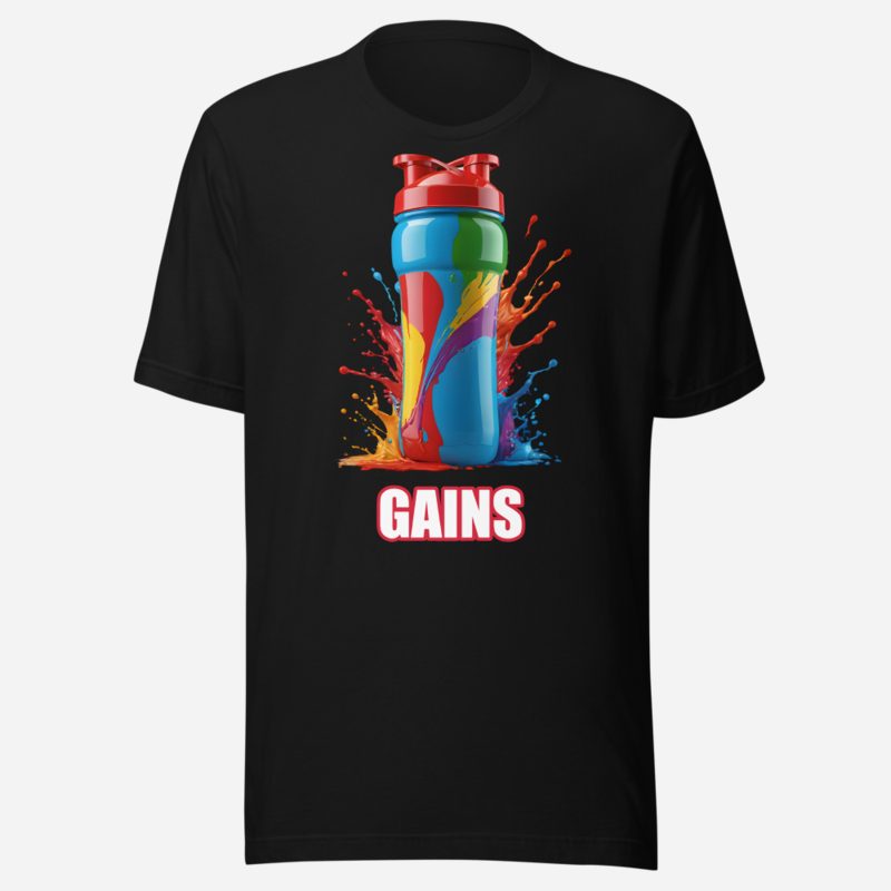 Ripped Shape Gains Protein Shaker Tee Black