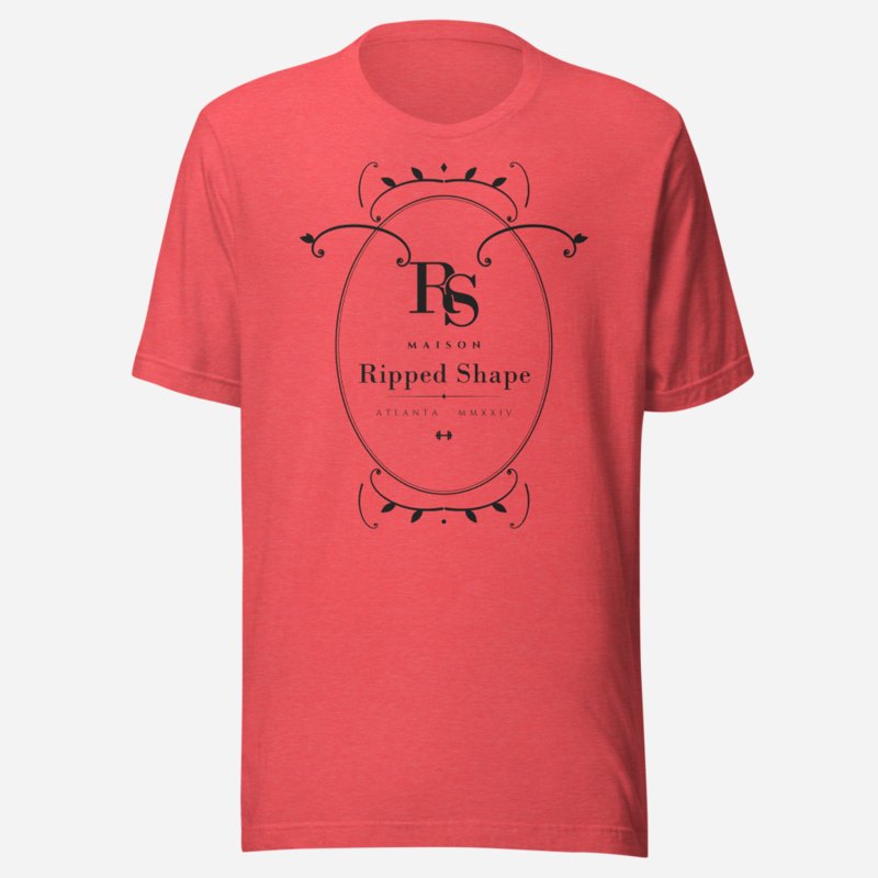 Ripped Shape Maison Baroque Cartouche Tee in Heather Red