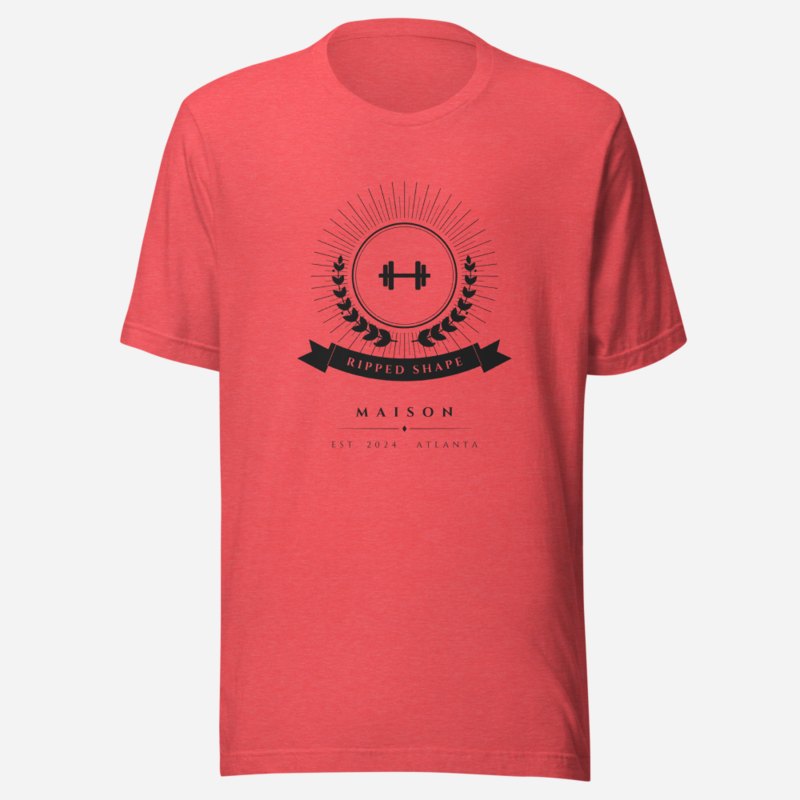 Ripped Shape Maison Heraldic Emblem Tee Heather Red