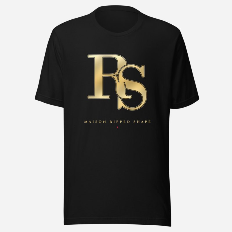 Ripped Shape Maison Embroidered Monogram Tee Black