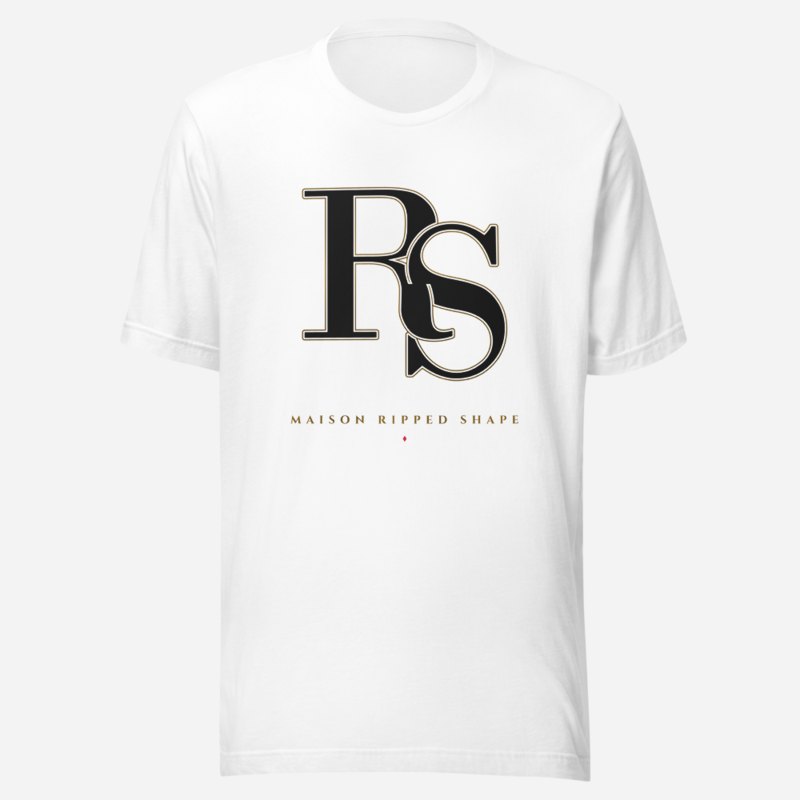 Ripped Shape Maison Embroidered Monogram Tee White