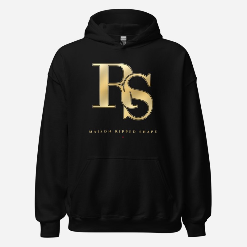 Ripped Shape Maison Embroidered Monogram Hoodie Black