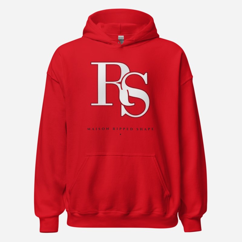 Ripped Shape Maison Embroidered Monogram Hoodie Red
