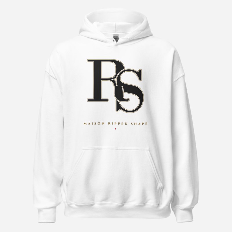 Ripped Shape Maison Embroidered Monogram Hoodie White