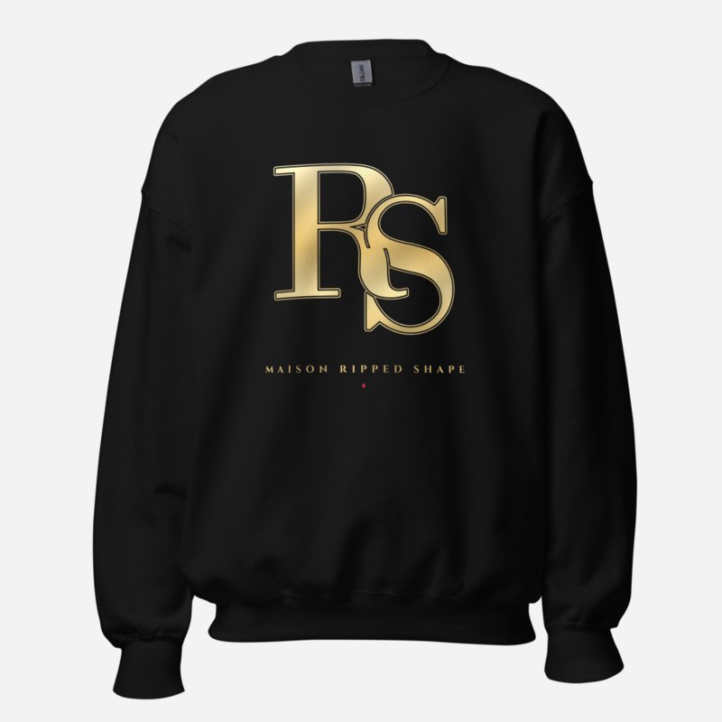 Ripped Shape Maison Embroidered Monogram Sweatshirt Black