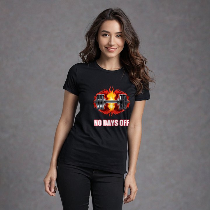 Ripped Shape No Days Off Dumbbell Fire Tee in Black