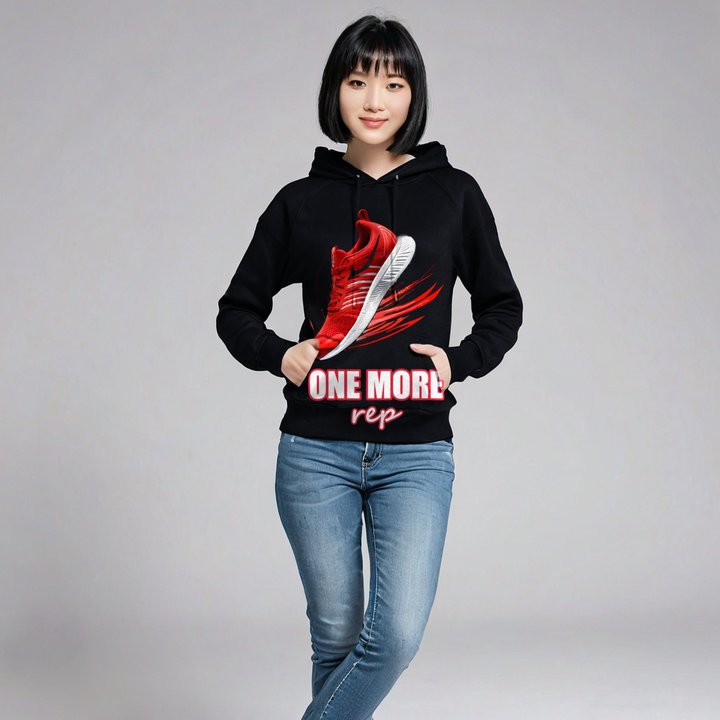 Ripped Shape One More Rep Runner Shoe Hoodie in Black