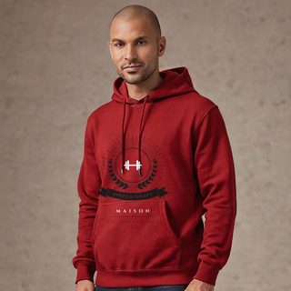Ripped Shape Maison Heraldic Emblem Hoodie AI model
